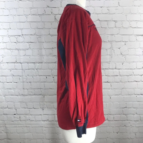 Vintage Y2K Junior’s Tommy Hilfiger Red Crew Neck Long Sleeve Shirt - Size XL - Picture 2 of 7